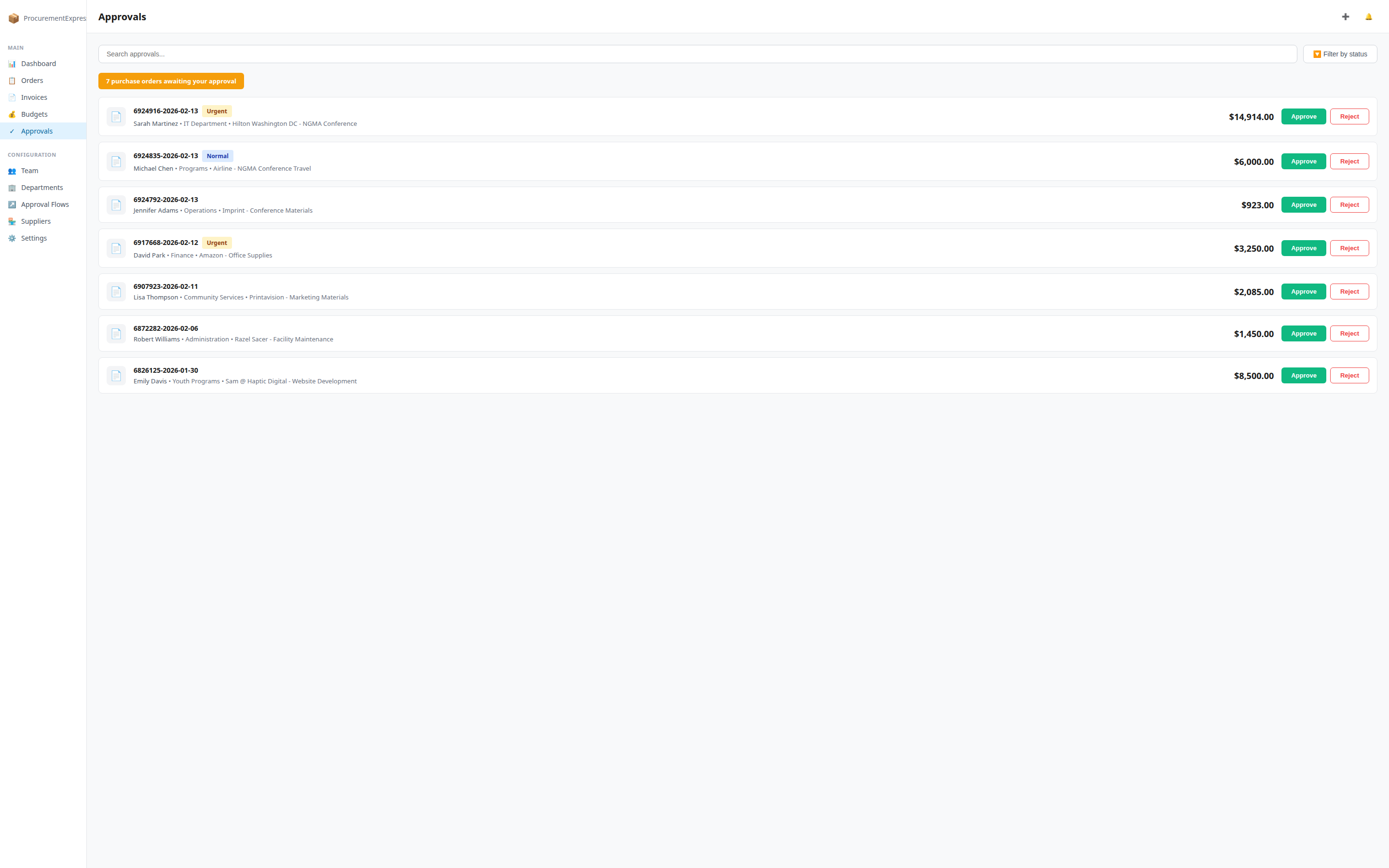 Approval workflow with pending purchase orders