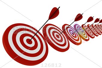 stock-photo-row-of-multiple-red-and-white-bullseye-targets-with-red-and-black-arrows-in-center-126812