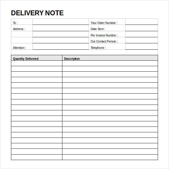 Delivery Note and a Purchase Order