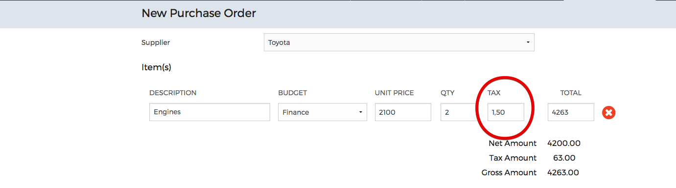 decimal spaces for Tax field