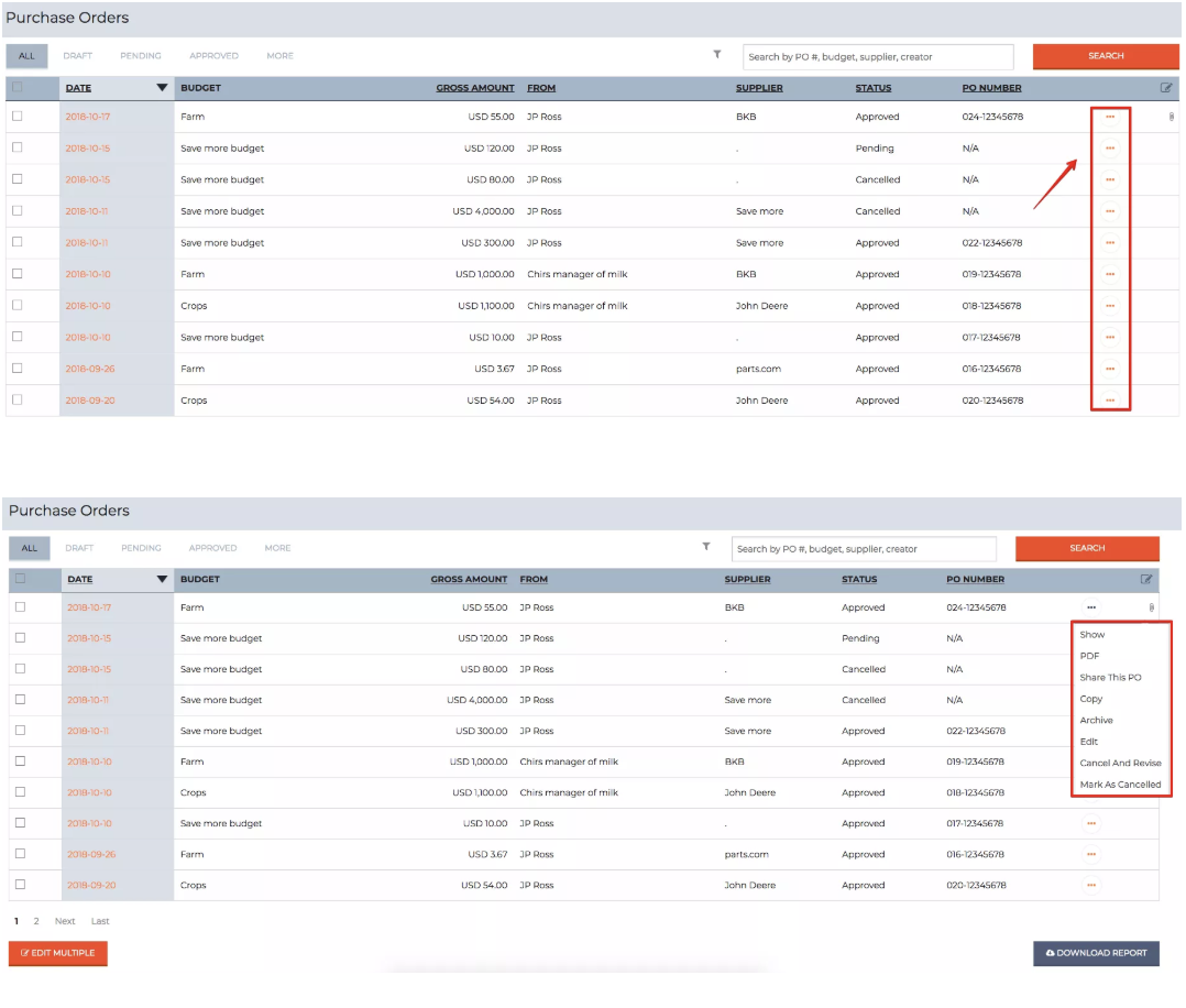 Purchase orders