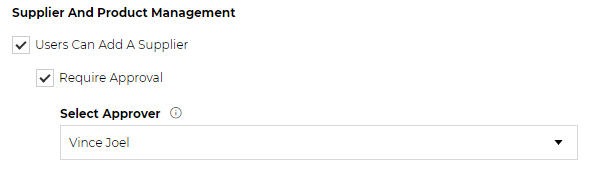 Supplier approval settings