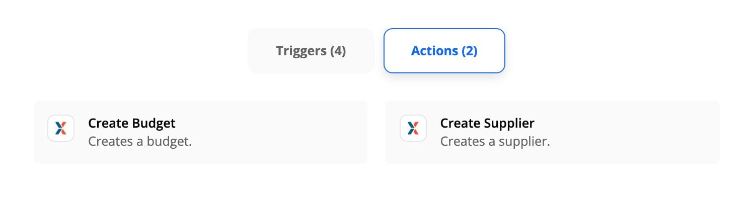 Supported PEX actions