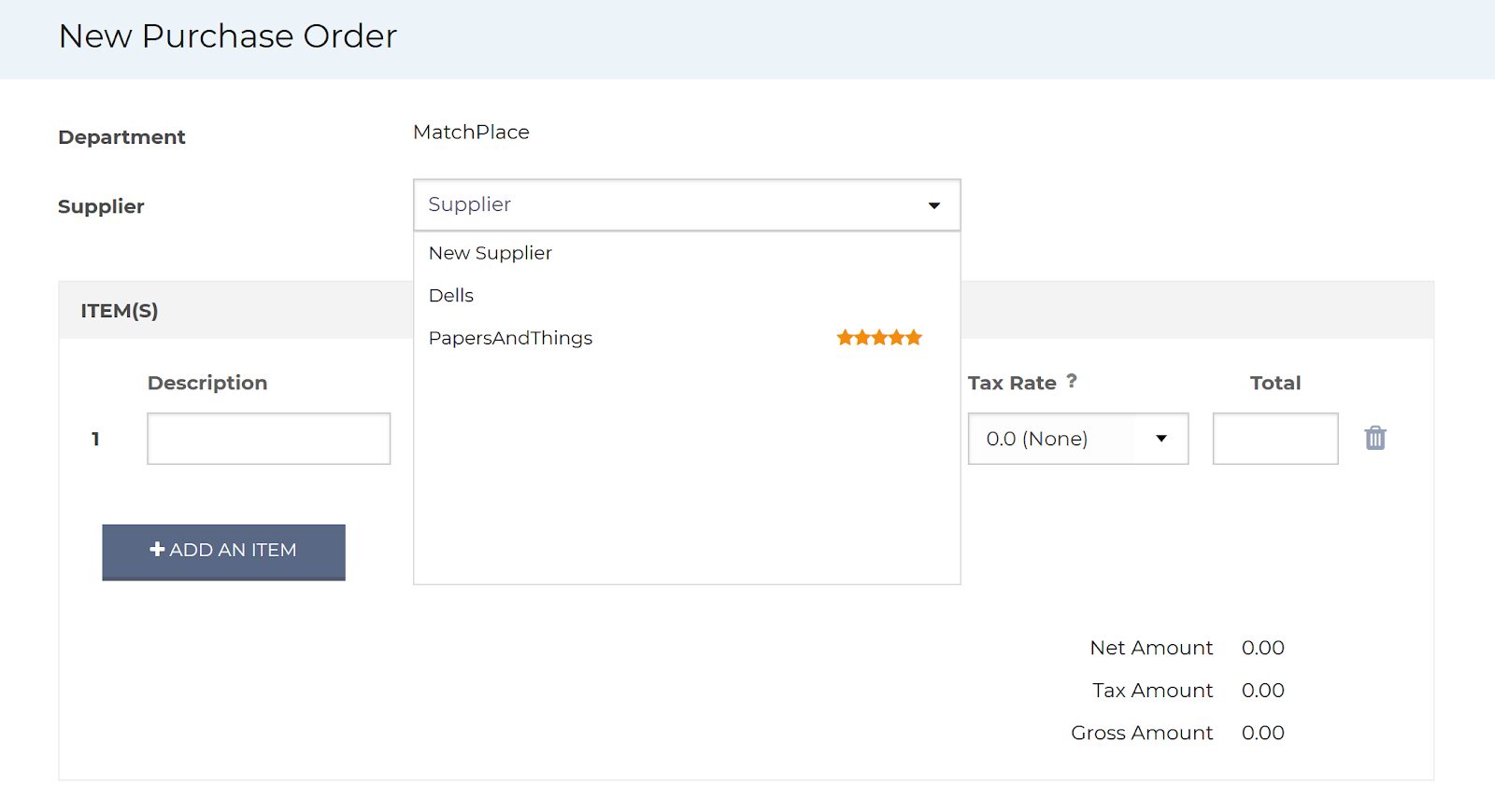 new purchase order app dashboard interface